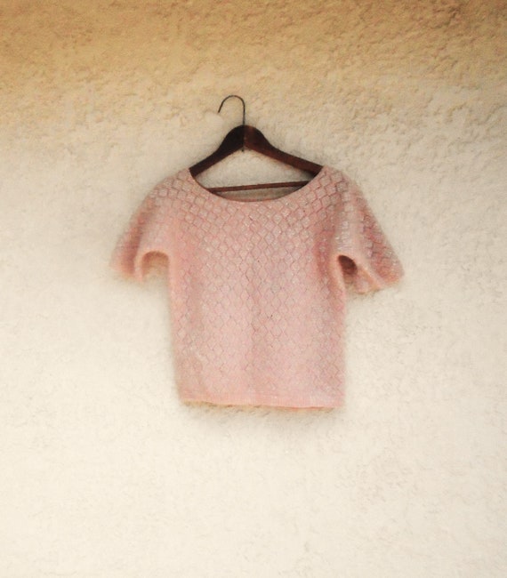 Vintage pale pink knitted sequin lined Top