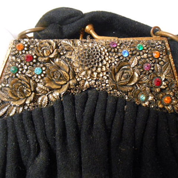 Vintage black jeweled evening Bag