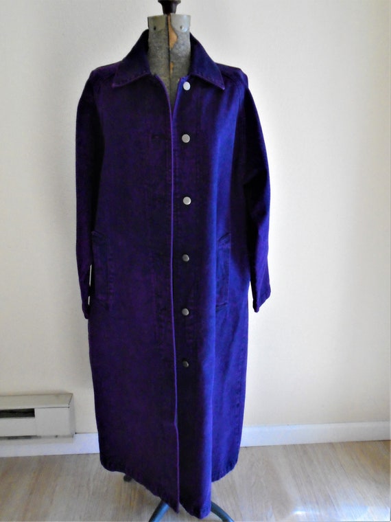 Vintage dark purple Denim button down Duster Coat