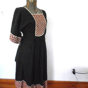 Vintage bohemian black and block print India Dress image 4