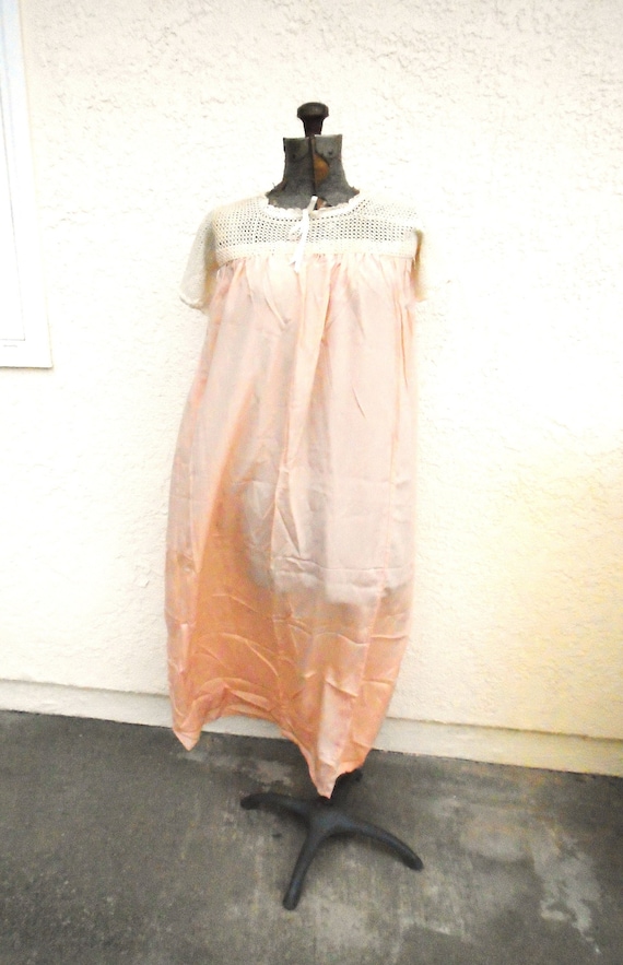 Vintage silk and crocheted Nightgown - image 1
