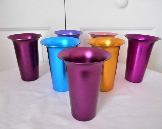 Vintage Aluminum Tumblers Drinking Glasses Etsy