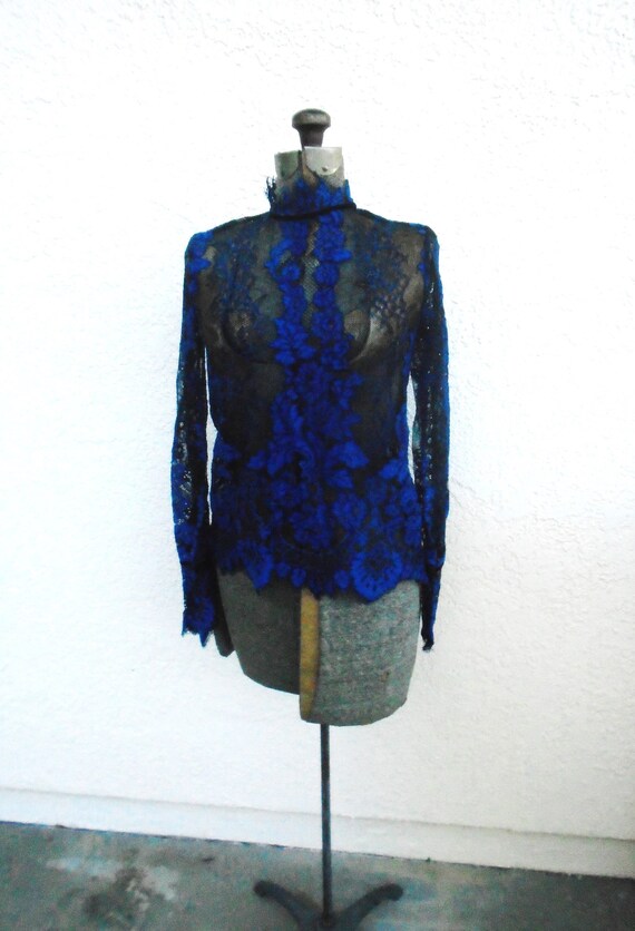 Vintage midnight blue Lace Top - image 1