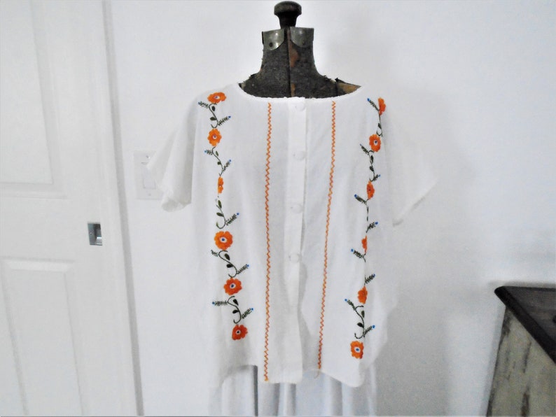 Vintage cotton Mexican embroidered Skirt and Top