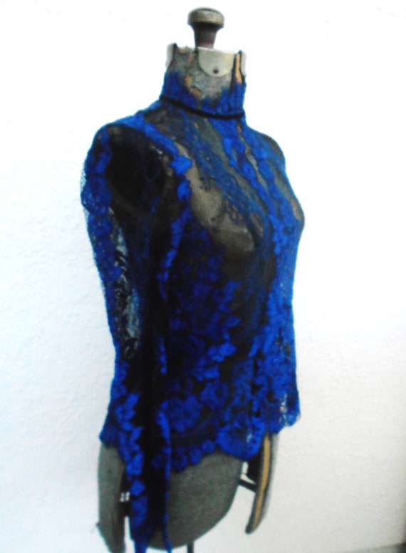 Vintage midnight blue Lace Top - image 3