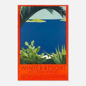 Vintage Jugoslawien Reiseplakat - Retro Kunstdruck, Archivqualität, Museums-Mattes Papier, Design der 1930er Jahre