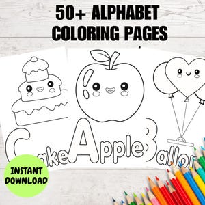 50+ Alphabet Kids Coloring Pages PDF | Printable ABC Letters Coloring Book | Educational Preschool Learning Activity for Toddlers