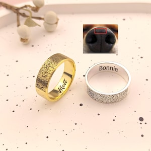Personalised Dog Nose Print Ring • Pet Nose Print Ring • Personalized Pet Memorial Ring • Gifts for Pet Lovers