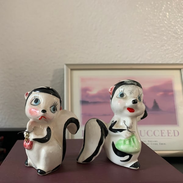 Vintage Skunk Figures - Set of Two Baby MCM Figurines