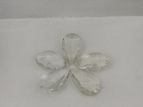 Vintage Clear Glass Prism Crystal Teardrop 2 Chandelier Clear Glass Prism Crystal Teardrop, Vintage Chandelier Replacement Parts