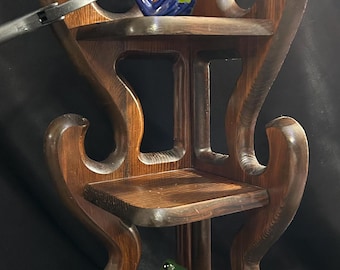Vintage Early American Style 3-Tier Wooden Corner Shelf