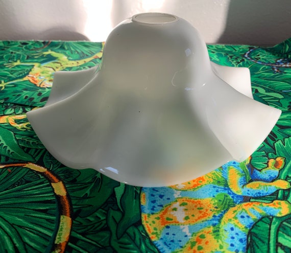 Vintage Milk White Glass Ruffle Lamp Shade Replacement Parts Denmark Vintage Milk White Glass Ruffle Lamp, Parts Of A Glass Lamp Shades Replacement
