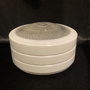 Vintage Large White and Clear Glass Ceiling Light Shade - Light Cover -  Replacement Shade