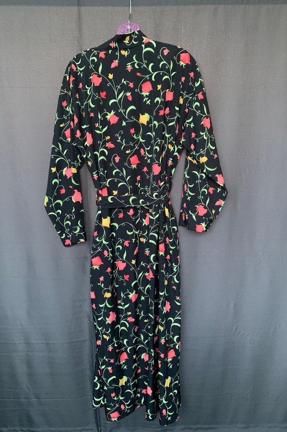 Beautiful Black Floral Robe Made in France By NEY… - image 6