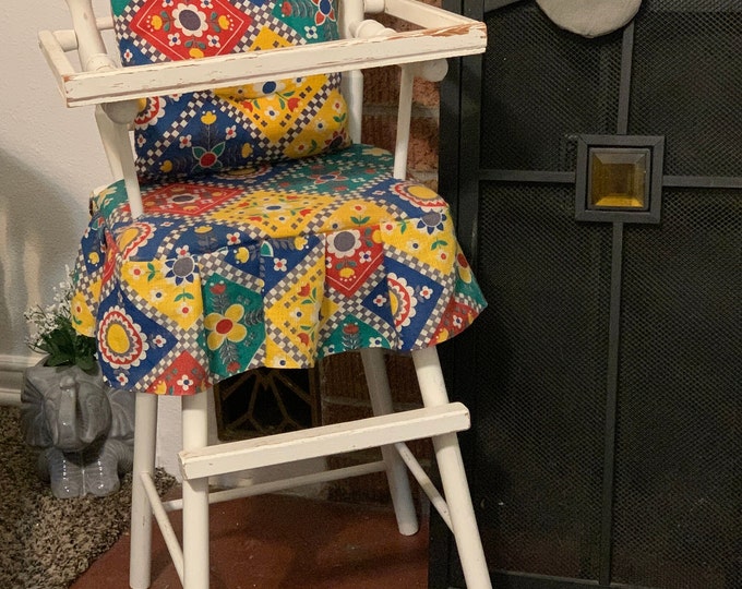 Vintage Wooden Doll High Chair Etsy