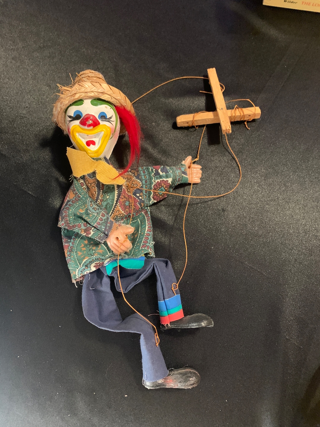 Vintage String Hand Puppet Clown Mexico Marionette String Puppet - Etsy