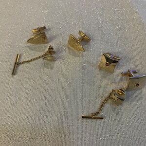 Vintage Two Cuff Links and Tie Clip Sets