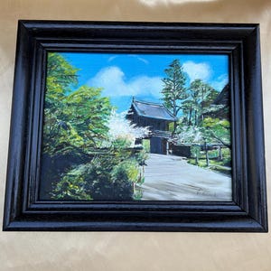 Vintage Painting San Francisco Tea Gardens Framed Oil Painting  Artist Signed