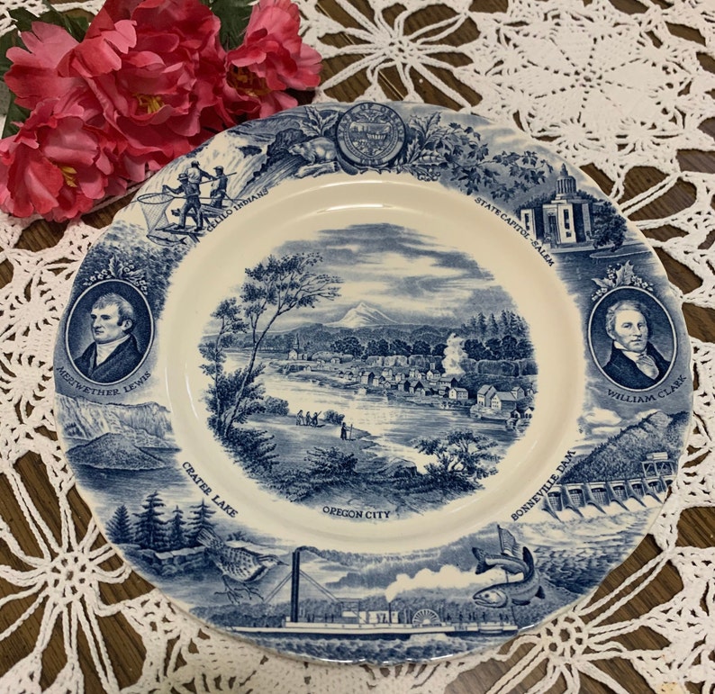 Vintage Collector Souvenir Plate - The Oregon Plate Johnson Bros England for Meier & Frank Department Store 