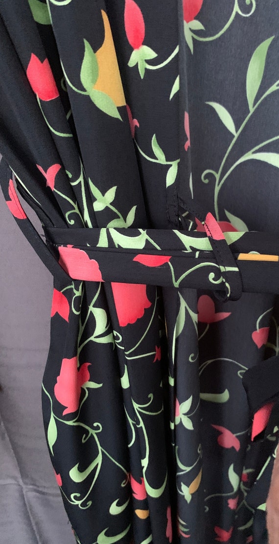 Beautiful Black Floral Robe Made in France By NEY… - image 3