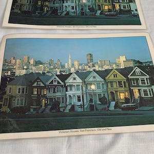 vintage San Francisco California Victorian Houses Laminated Placemat - Cuisine Décor - Souvenir