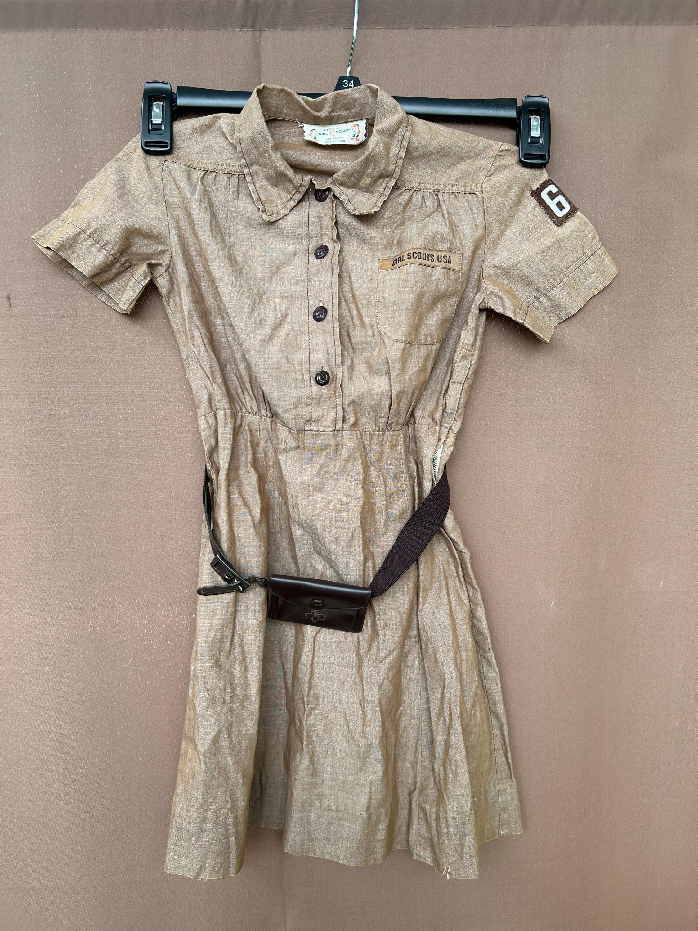 Vintage Vintage Brownies Girl Scouts Official Uniform with Belt and Coin Purse