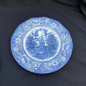 Staffordshire Liberty Blue Independence Hall Dinner Plate Made in England - Replacement Plates