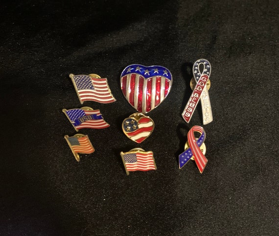 Vintage Lot of Flag Pin Backs  American Spirit Je… - image 1