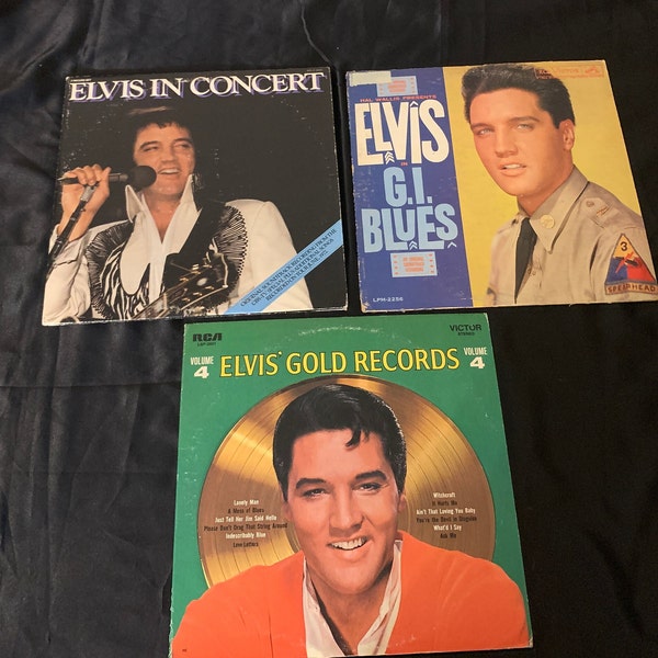 Vintage 1970s Elvis Presley Album Lot of Three