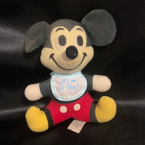 Vintage 1970s Small Stuffed Mickey Mouse Doll Walt Disney Its A Boy
