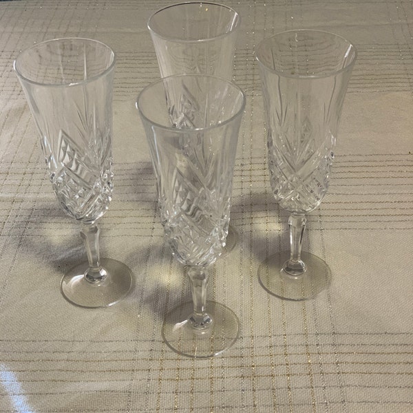 Vintage Cristal D'Arques Durand Masquerade Champagne Flute Glasses  Lead Crystal Glass Set of Four