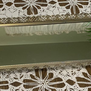 Vintage Gold Filigree Mirrored Tray - Hollywood Regency - MCM Perfume Tray Or Wall Mirror