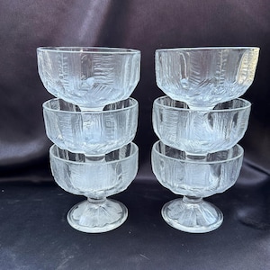 MCM 1960 Hoya Japan Iceberg Dessert Glass Sherbet Cups Set of 6