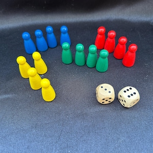 Vintage Wooden Game Dice Board Replacement Pieces