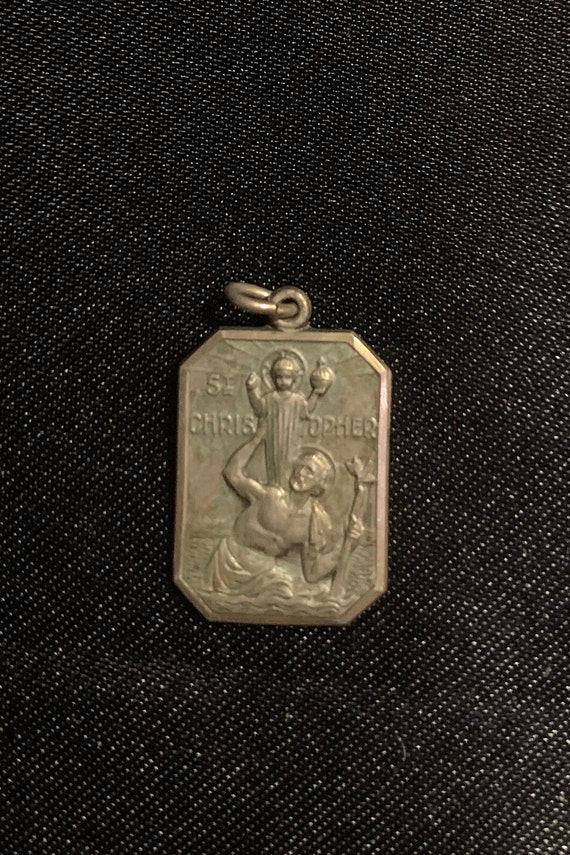 Antique St Christopher Charm Card Sterling Silver