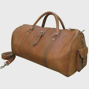 Leather Genuine Travel Bag Duffle Gym Men Vintage Luggage