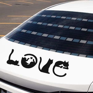 Liebe Katzen Vinyl Auto Aufkleber, süße Katzenliebhaber Aufkleber für Auto, Liebe Katzen, Katze Auto Aufkleber, Katzenliebhaber Geschenk, Haustier Autozubehör, Katze Vinyl Aufkleber