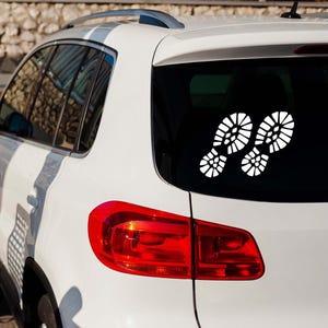 Boot Print Car Decal, Hiking Footprint Sticker, Outdoor Adventure Car Window Sticker, Mud Boot Tracks Vinyl Decal, Off-Road Truck Decor