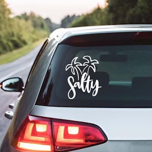 Salty Car Decal Sticker, Beach Vibes Vinyl Sticker, Palm Tree Car Window Decal, Coastal Aesthetic Sticker, Surf Beach Life Sticker