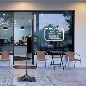 Custom Business Hours Window Decal, Storefront Door Vinyl Sticker, Shop Hours Sign, Custom Store Hours Decal, Store Hours Sticker