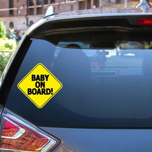 Baby on Board Car Decal, Yellow Safety Sign Sticker, Baby in Car Warning Sign, Vehicle Safety Sticker, Baby on Board Sign for Car