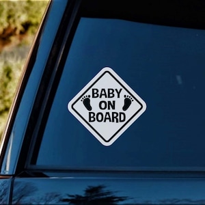 Baby on Board Car Decal, Cute Baby Safety Sign, Vinyl Sticker for Car Window, Baby in Car Sign, Baby Footprint Decal, Baby Car Decal