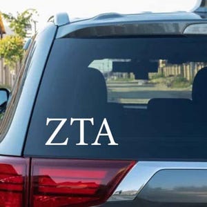 Custom Greek Letters Decal, ZTA Greek Letters Vinyl Decal, Sorority Car Sticker, Zeta Tau Alpha Window Decal, Greek Letter Decal for Laptop