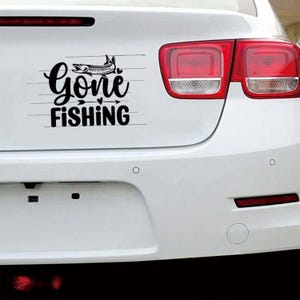 Gone Fishing Car Decal, Funny Fishing Sticker for Truck, Outdoor Vinyl Waterproof Bumper Sticker, Fishing Car Decal, Vinyl Sticker for Car