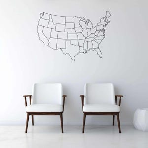 Minimalistische USA Karte Wandtattoo, moderne Linie Kunst der USA, skizziert USA Karte, Geographie Wanddekoration für Wohnzimmer, Büro, Arbeitszimmer