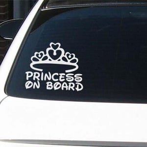 Princess On Board Car Decal, Baby Girl On Board Sticker, Car Window Vinyl, Baby Safety Sign, Baby Girl Car Sign, Baby on Board Decal