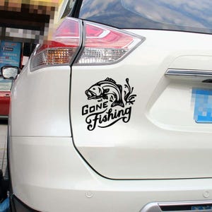 Gone Fishing Car Decal, Fishing Truck Sticker, Bass Fish Vinyl Decal, Outdoor Fishing Gift, Waterproof Car Sticker, Fisherman Bumper Sticker