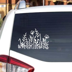 Wildflower Car Decal, Boho Flower Sticker, Floral Vinyl Decal for Car Window, Cottagecore Wild Flower Car Sticker, Waterproof Nature Decal
