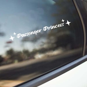 Passenger Princess Car Decal, Aesthetic Vinyl Car Sticker for Window, Bumper Sticker, Cute Car Accessories for Her, Funny Passenger Gift