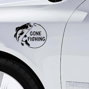 Gone Fishing Car Decal, Fishing Vinyl Sticker for Car, Bass Fishing Decal, Fisherman Bumper Sticker, Waterproof Outdoor Vehicle Sticker